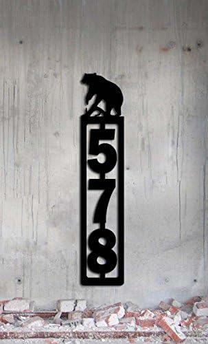 Bear Vertical Address Sign Large Numbers 6" x 29.5" Personalized Sign Made In USA