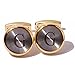 HJ Men's 2PCS Fashion Dazzle Tuxedo Shirts Platinum Plated Cufflinks Initial Letter 2 Color A-Z (Gold G)