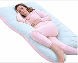 Queen Rose U Shaped Pregnancy Body Pillow with Zipper Removable Cover (Pink and Blue)