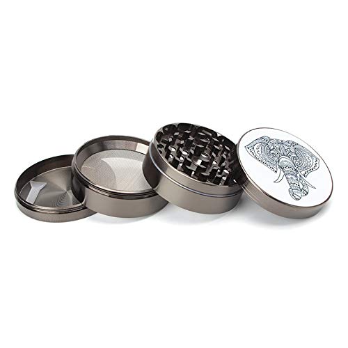 MUXIANG Elephant Platinum Grinders Spice Coffee Grinder for Tobacco with Pollen Catcher - 2.5 Inch 4 Piece - Thumbnail 7