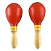 AQUEENLY Plastic Maracas Shakers, Sand Hammer Rattles with Wooden Handles for Percussion, Music Performances - Percussion Instrument (2 Pcs, Red)