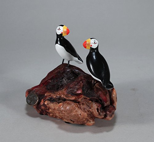 Puffin Duo Sculpture by John Perry 4in high 4in long Sculpture Statue