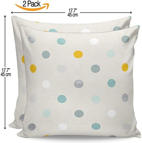 Serra Home 2-Pack Decorative White Multicolor Spotted Shapes, 18" x 18" Throw Pillow Covers Set Turkish New Design Linen Square Made in Turkey Patterned Cases Couch Cushion for Sofa Bedroom