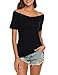 Locryz Womens Sexy Off Shoulder Slim Fit Summer T-Shirts Tops Black Medium