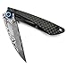 Cool Hand 3'' Super Light Folding Pocket Knife, Liner Lock, 2'' Damascus Blade with Carbon Fiber Scale