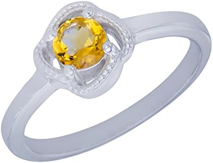Caratera Unique Genuine Natural Citrine Gemstone Sterling Silver Round Shapes Jewelry Womens Ring Size 8