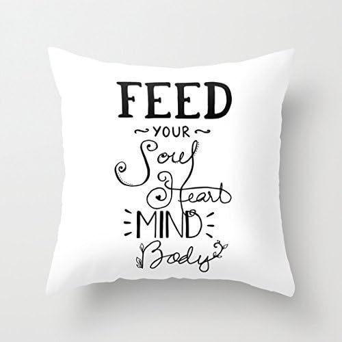 Fimaliy Feed Your Soul Heart Mind Body Positive Affirmation Quote #513 Cotton Linen Pillow Case Cushion Cover 1818 Inch