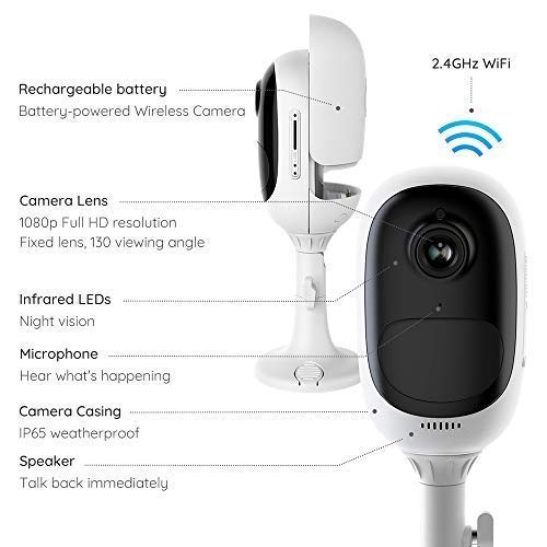 Reolink Argus Pro (Pack of 2) Rechargeable Battery/Solar-Powered Outdoor Wireless Security Camera 1080p HD Wire-Free 2-Way Audio Night Vision Alarm Alert & PIR Motion Sensor w/Built-in SD Slot