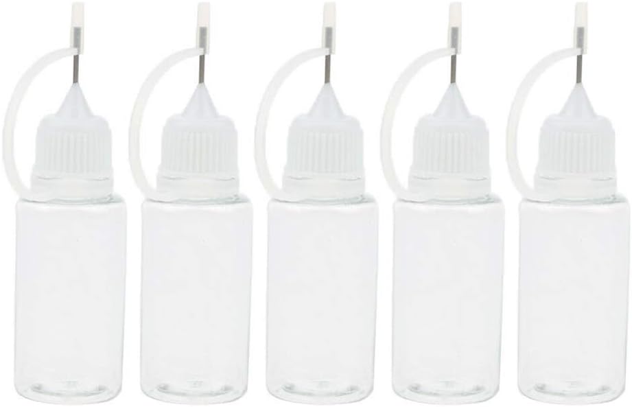Mosichi 5Pcs 10ml Empty Needle Tip Dropper Bottles Squeezable Liquid Dropper Filling Bottles with Needle Tip Cap