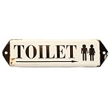 NIKKY HOME Vintage Rustic Toilet Door Sign Wall Plaque Sign 12 in by 3.12 in