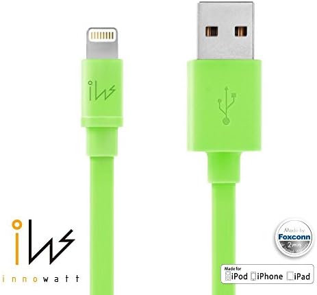 [ Apple MFI Certified ] Innowatt 8 Pin Lightning to USB Sync Charger Data Cable Cord Data 3.3 ft / 1m for iPhone 6, iPhone 6 Plus, iPhone 5s / 5c / 5 iPad Air / Mini / Mini2 iPad 4th Generation iPod 5th Generation and iPod Nano 7th Generation Charging and Syncing Compatible with All iOS VersionGreen HK240