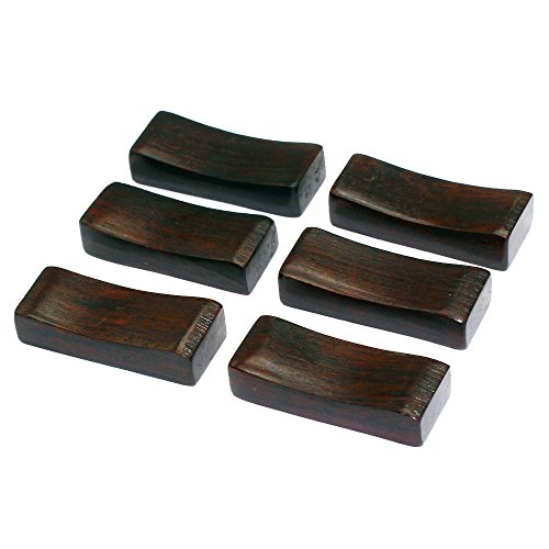 ZHU YU CHUN Handcrafted Wooden Chopsticks Rest, Concave Shape Spoon Forks Rest Holder (Set of 6)