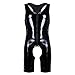ACSUSS Men's Wetlook PVC Leather Zipper Crotch One Piece Bodysuit Jumpsuits Black Large