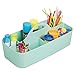 mDesign Plastic Divided Art and Craft Storage Organizer Caddy Tote Bin with Handle for Home Office and Living Room - Holds Pencils, Crayons, Sewing Supplies - Lumiere Collection, Mint Green