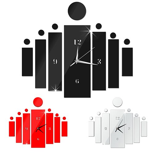 Yamalans Creative 3D Mirror Effect Acrylic Wall Clock Watches Stickers Removable Self-Adhesive Home DIY Decal Art Decoration Gift Red