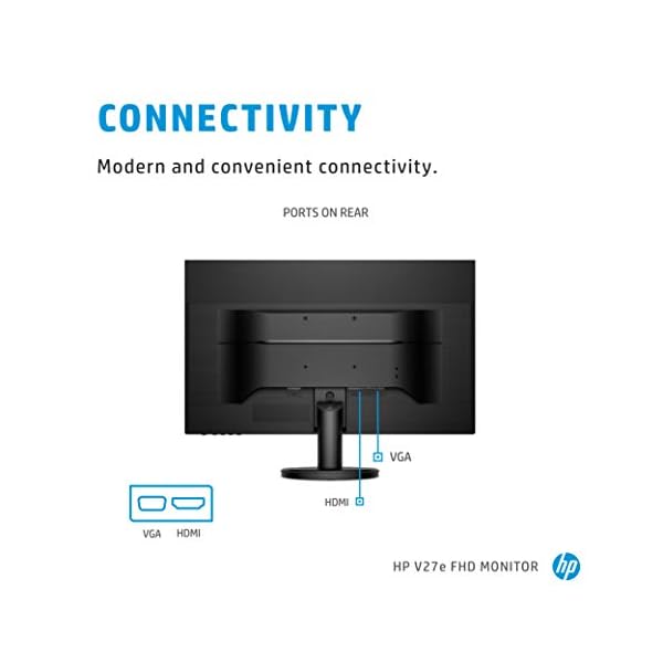 HP v27e Full HD Monitor (1920 x 1080) 27 Inch (1 VGA, 1 HDMI) – Black [Amazon Exclusive]