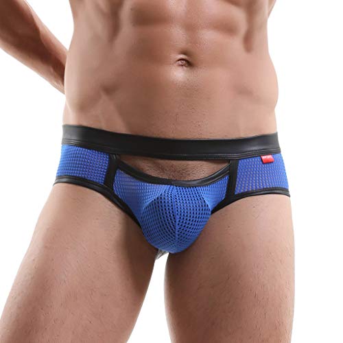 Emimarol Men's Quick Dry Travel Underwear Breathable Mesh Boxer Briefs for Outdoor Sports Lightweight Trunks Blue