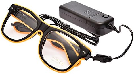TGETH EL Glasses El Wire Fashion Neon LED Light Up Shutter Shaped Glow Sun Glasses Rave Costume Party DJ Bright SunGlasses (Yellow)