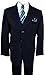 Boys Pinstripe Suit in Grey with Matching Tie Size 2-20 (12, Dark Navy Blue)