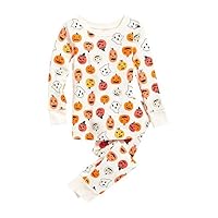 Boys, Girls Halloween Pumpkin, Ghost Print Cotton Pajama Set, Size 5T