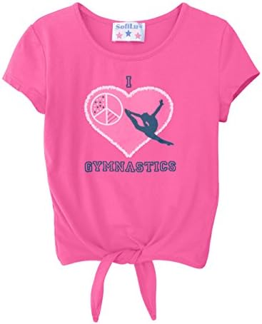 Girl Gymnastics Tie Front Shirt (S, Pink)