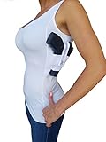 AC Undercover Women's Elite Concealed Carry Tank TOP Shirt Holster Tactical Ref. 212 CCW Tactical Clothing (Black/White)