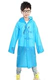 Aircee (TM) Age 6~12 Kids Hooded Jacket Rain Poncho Raincoat Cover Long Rainwear (Blue)