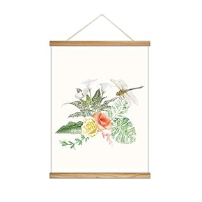 Hanging Poster Wooden Framed Beautiful Birds Flowers Plants Theme Home Wall Canvas Prints Ready to Hang - 18"x24" inches