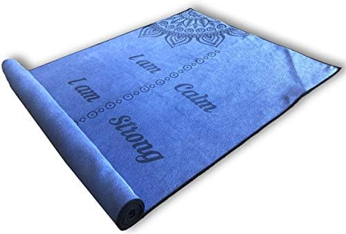 Beautifully Designed Mantra Yoga Towels For Hot Yoga Non Slip, Bikram Yoga, Hatha Hot Yoga Mat Towel Cover With Non Skid Super Grip Slipless Corner Pockets. 100% Microfiber for MAX absorption.