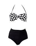 HDE Women's Plus Size Retro Bikini Swimsuit Vintage High Waisted Pinup Swimwear