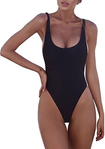 CoCo fashion Women's One Piece Halter Straps U Neck Backness Swimsuits Monikini Bathing Suit