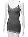 XT1004L Ladies Adjustable Spaghetti Strap Lace Trim Long Tunic Cami Tank Top Heather Charcoal XL