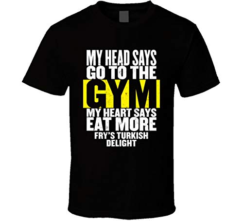 My Heart Says Eat More Fry's Turkish Delight Funny Food Gym T Shirt S Black