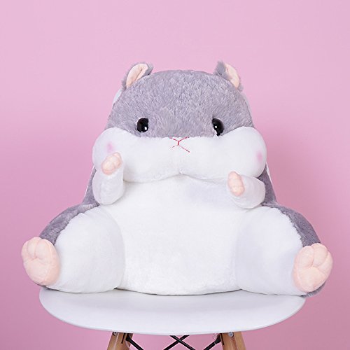 WAIT FLY Lovely Cartoon Hamster Shaped Plush Lumbar Pillows Waist Rest Cushion Bedrest Reading Pillows Chair Back Cushion for Bedroom Office Car