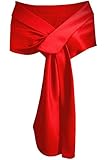 Meet Edge Women's Satin Shawl Wrap For Evening/Wedding Party Red