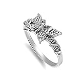 Sterling Silver Woman's Unique Butterfly Ring Unique 925 Band 9mm Size 11