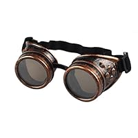 TIFENNY Vintage Style Steampunk Goggles Welding Punk Glasses Cosplay (Black, Red) (Black, C)