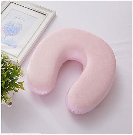 Travel pillow memory foam, U-shaped headrest, neck pain relief (Pink)