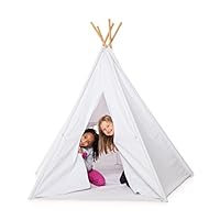 Bluenido Huge Luxury Teepee 100% Cotton Canvas! 5 Bamboo Poles Floor and Carrying CASE