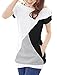 Allegra K Women Boat Neck Short Sleeve Color Block Tee Shirts White M