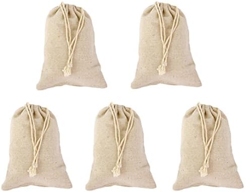 Reusable Jewelry Pouches Drawstring Bags 5pcs Cotton Fabric for Wedding DIY Craft Soaps Christmas (7.9'' x 11.8'')