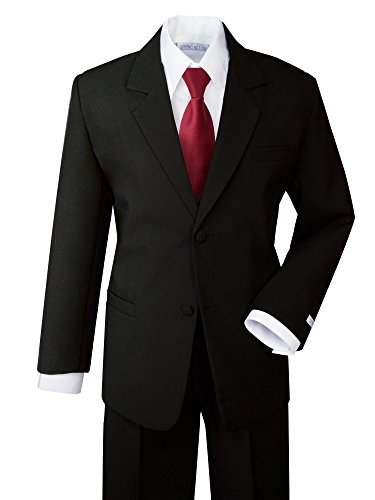 Spring Notion Boys' Formal Dress Suit Set 7 Black Suit Red Tie