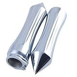 2x Custom Left Right Chrome Billet Aluminium Bar End Spike Design Hand Grips Throttle For Motorcycle Cruiser Chopper Touring 1