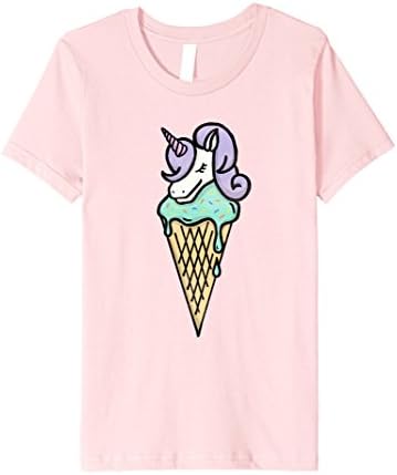 Kids Cute Girls Shirts - Sea Beach Ice Cream Unicorn Shirt 12 Pink