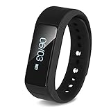 SinoPro i5 Plus Smart Bracelet Fitness Tracker Smart Wristband Bluetooth Activity Tracker with Waterproof Touch Screen Pedometer Sleep Monitor for iPhone, Samsung and other Smartphones (Black)