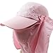 3CERA Outdoor 360 UV Protection Sun Block hat Folding Visor Fishing Nylon Cap Hiking (Pink)