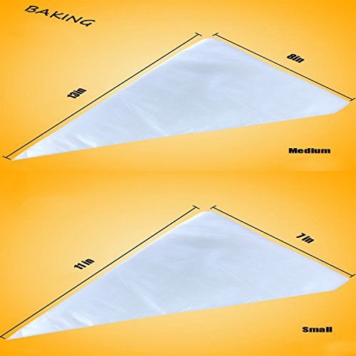 207 PCS Cake Decorating Supplies Kit- 6 Stainless Steel Icing Frosting Tips - 1 Coupler, 200 Disposable Pastry Bags(11"+13") - Baking Tool Supply Piping Cake Nozzle