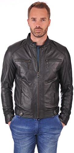 Lambskin Leather Men's Regular Biker Motorcycle Leather Jacket-MJ-097-L