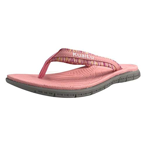 KuaiLu Women's Flip Flop Soft Padded Beach Sandals
