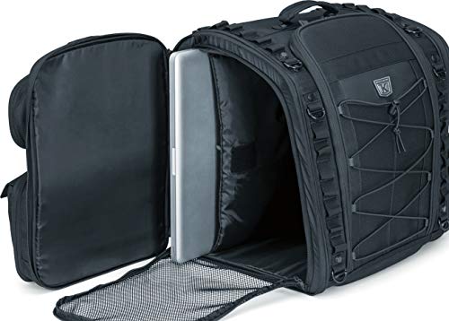 Kuryakyn 5284 Momentum Road Warrior Motorcycle Travel Luggage: Weather Resistant Seat/Trunk/Rack Bag with Sissy Bar Straps, Black
